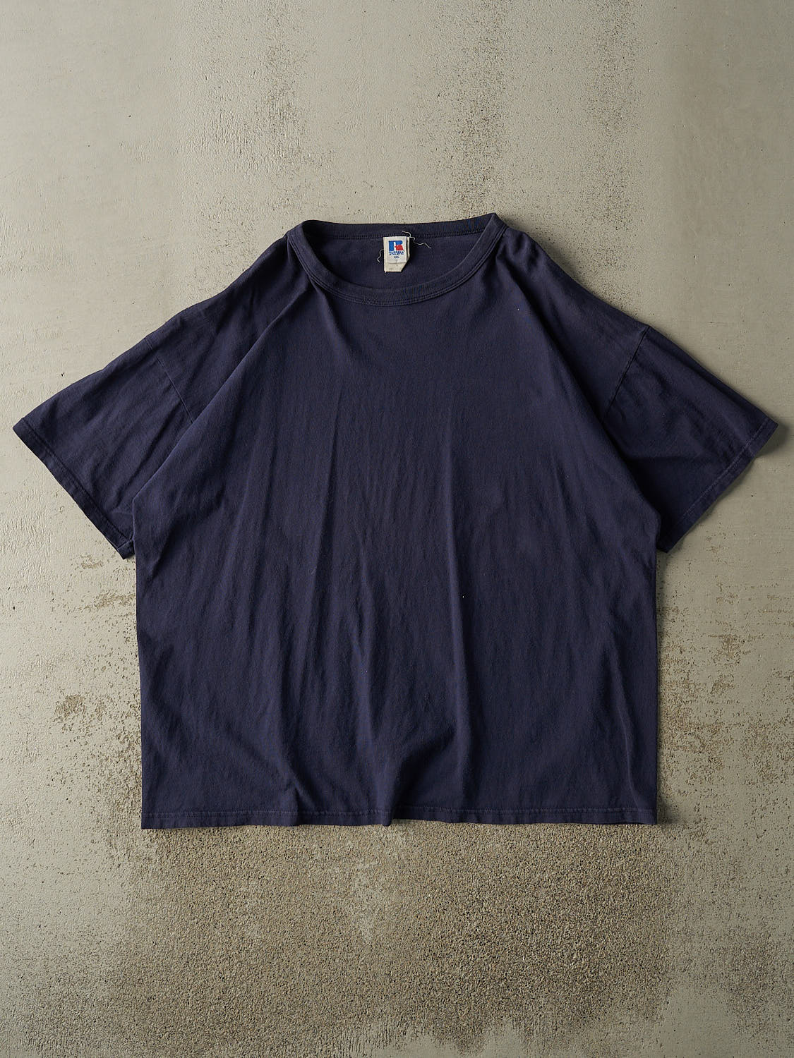 Vintage 90s Navy Blue Russell Athletic Blank Tee (XXL)