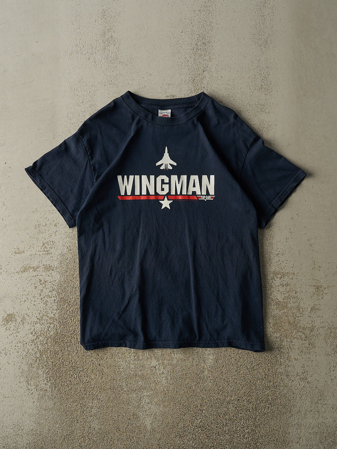 Vintage Y2K Navy Blue Top Gun Wingman Tee (M)
