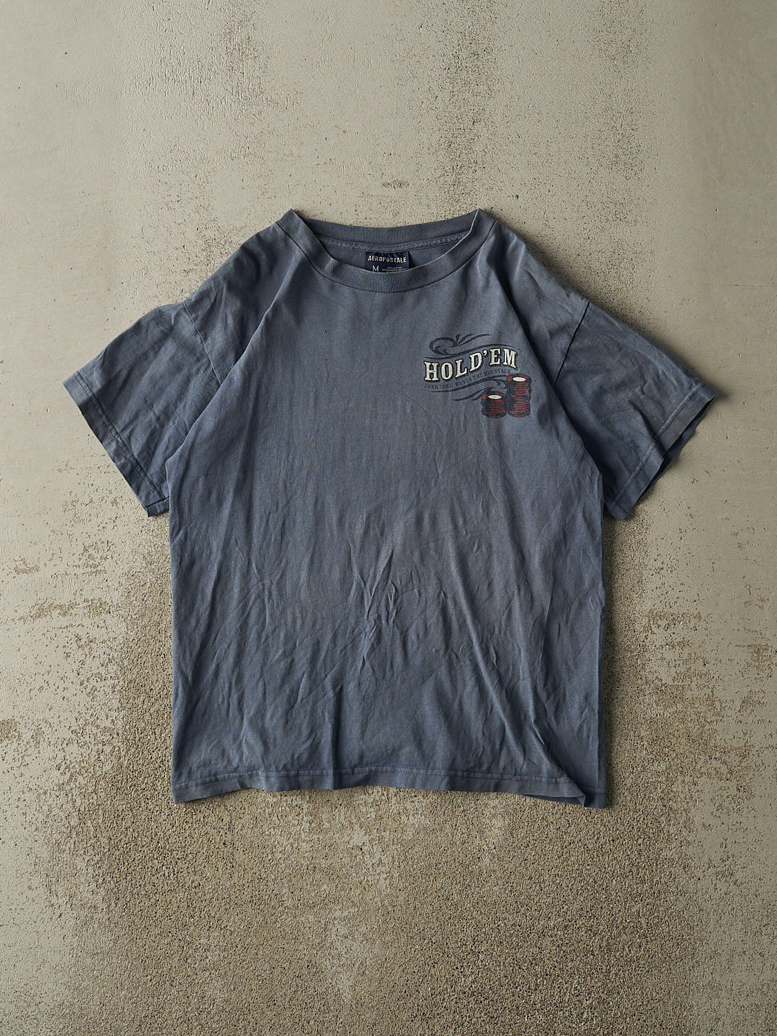 Vintage Y2K Washed Blue Aeropostale Poker Tee (S/M)