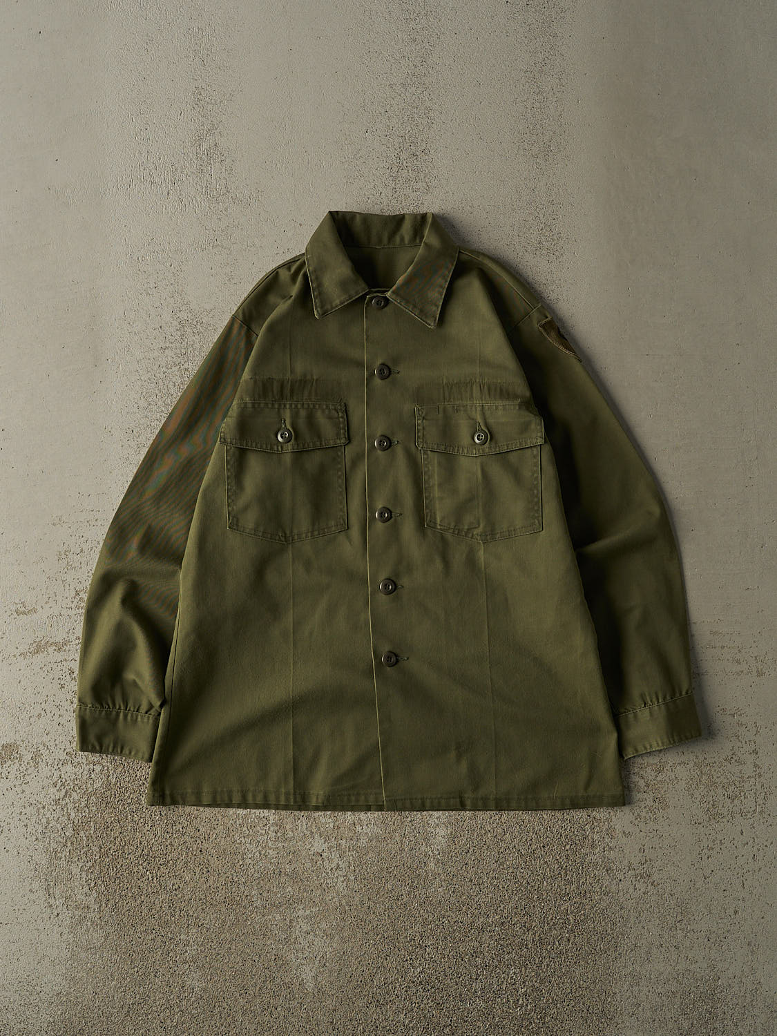 Vintage 90s Green Military Button Up Long Sleeve (L/XL)
