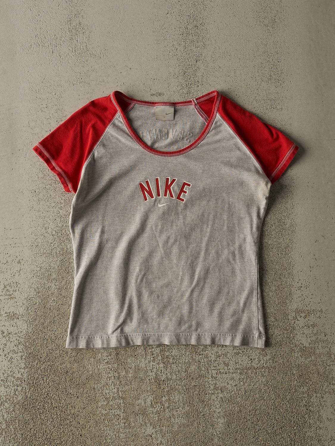 Vintage Y2K Grey & Red Nike Baby Tee (XS)