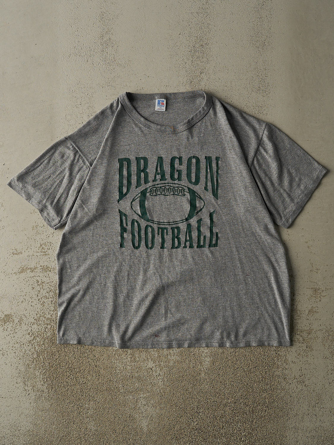 Vintage 90s Grey Russell Athletic Dragon Football Tee (XL)