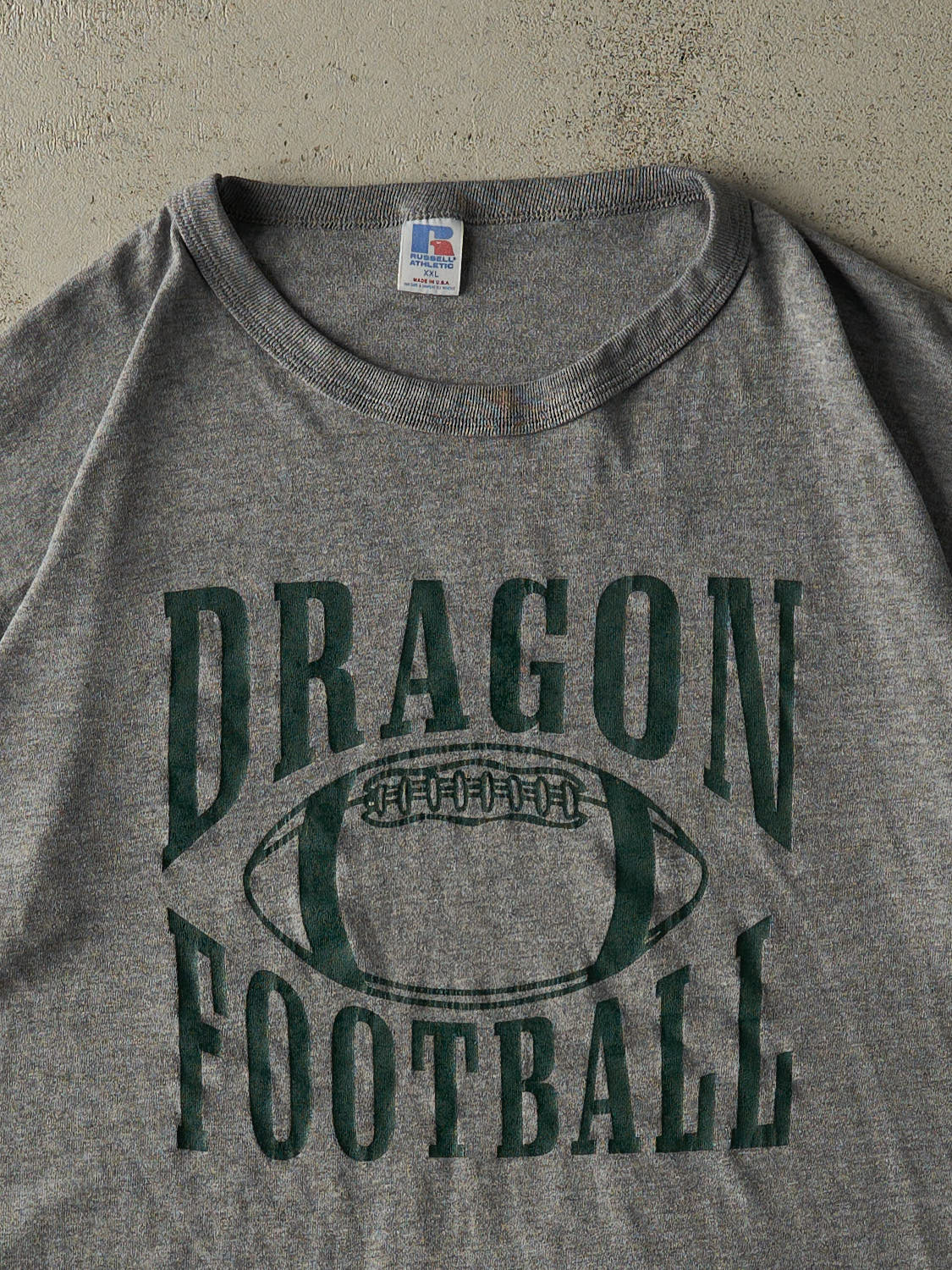Vintage 90s Grey Russell Athletic Dragon Football Tee (XL)