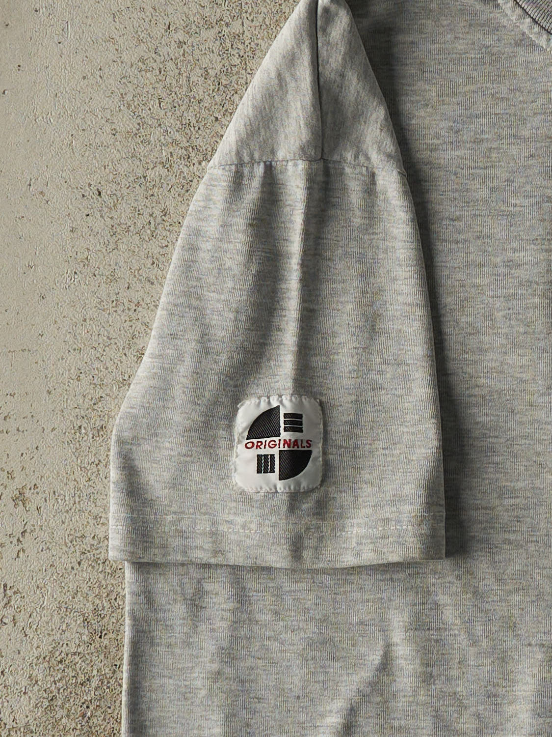 Vintage 80s Heather Grey Adidas Embroidered Logo Tee (M)