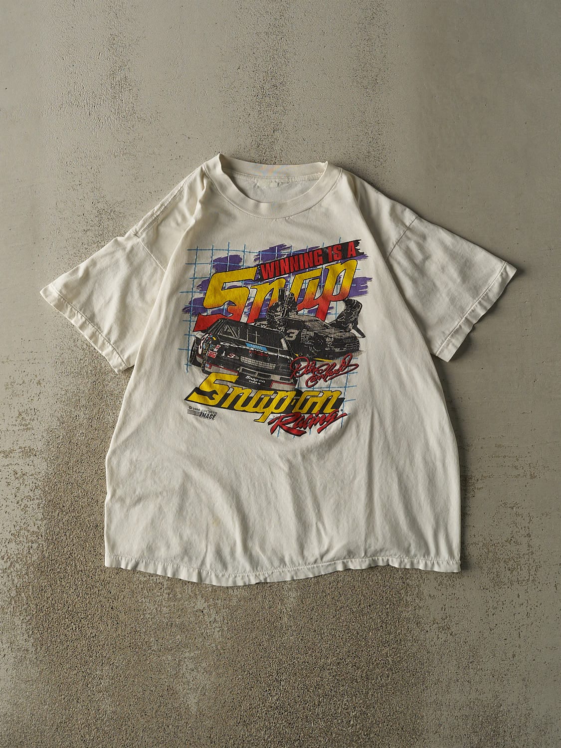 Vintage 94' White Dale Earnhardt Snap-On Racing Single Stitch Tee (L/XL)