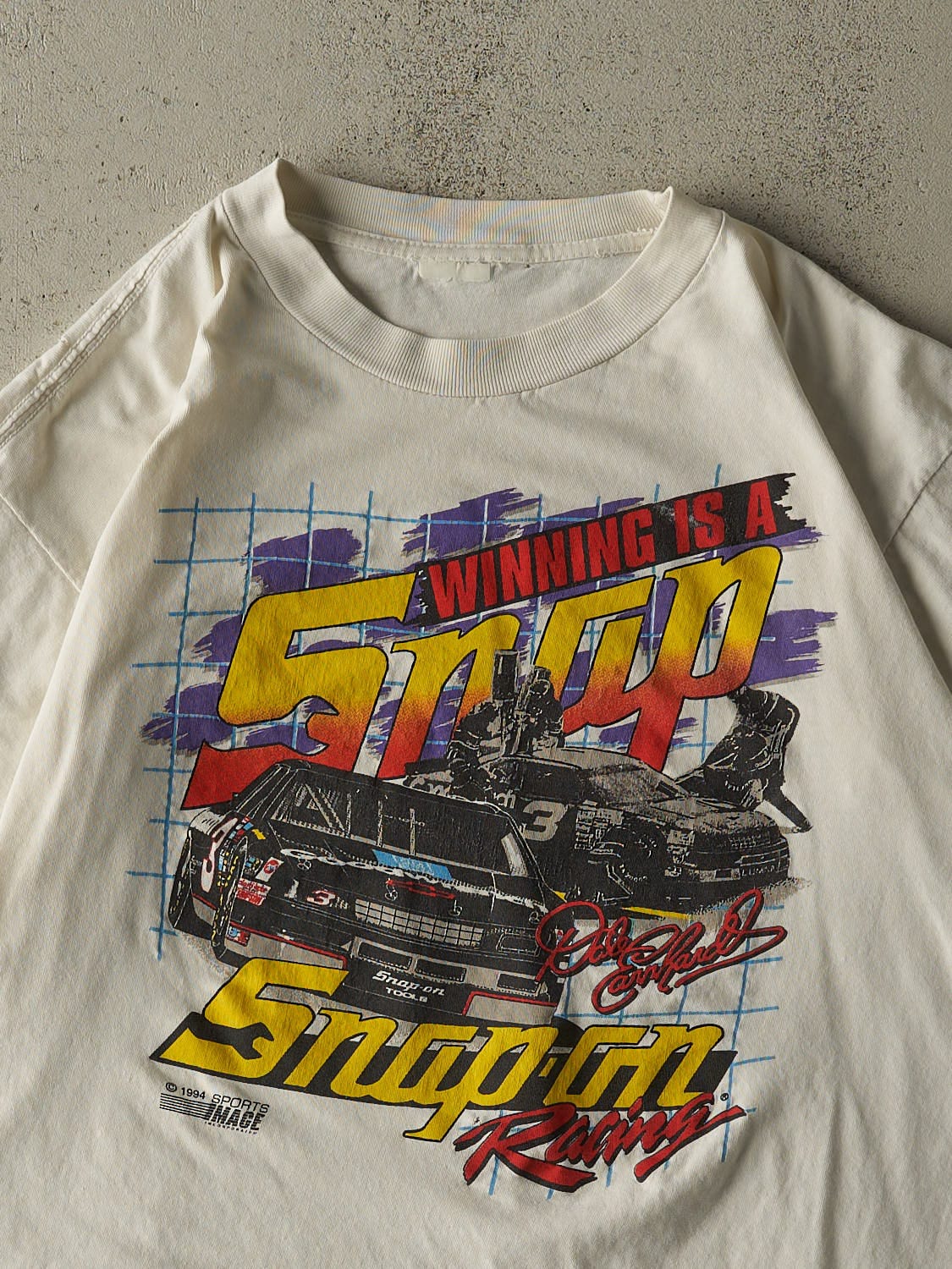 Vintage 94' White Dale Earnhardt Snap-On Racing Single Stitch Tee (L/XL)