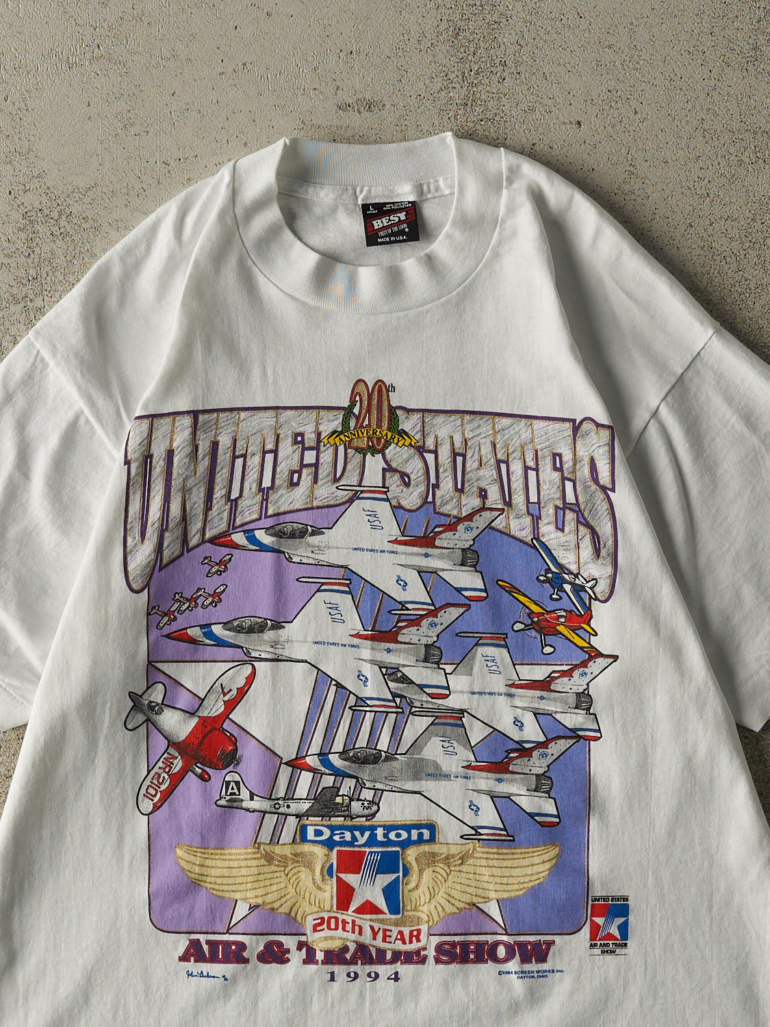 Vintage 94' White US Air & Trade Show Single Stitch Tee (M/L)