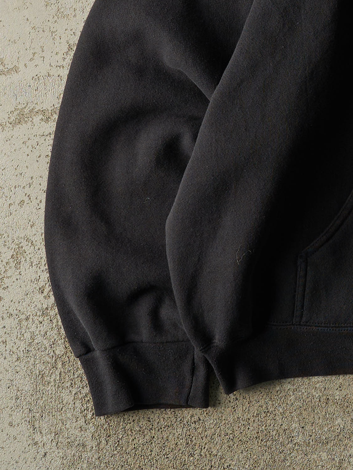Vintage 90s Faded Black Blank Zip Up Hoodie (XL)