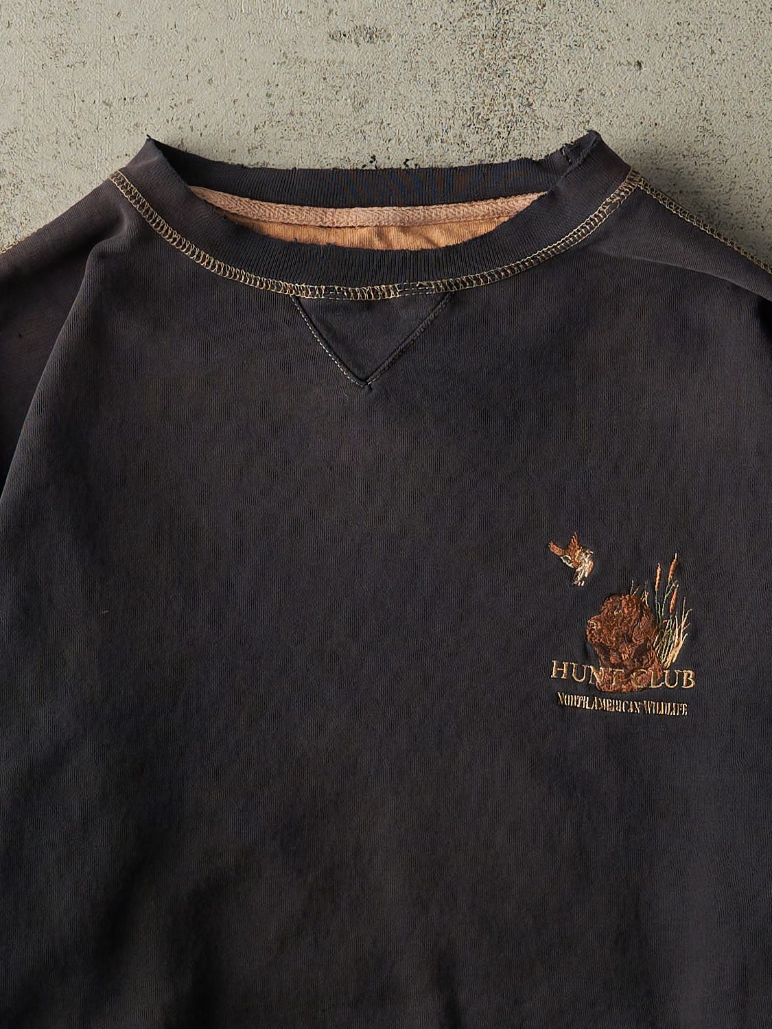 Vintage 90s Faded Black Hunt Club Embroidered Crewneck (XL)