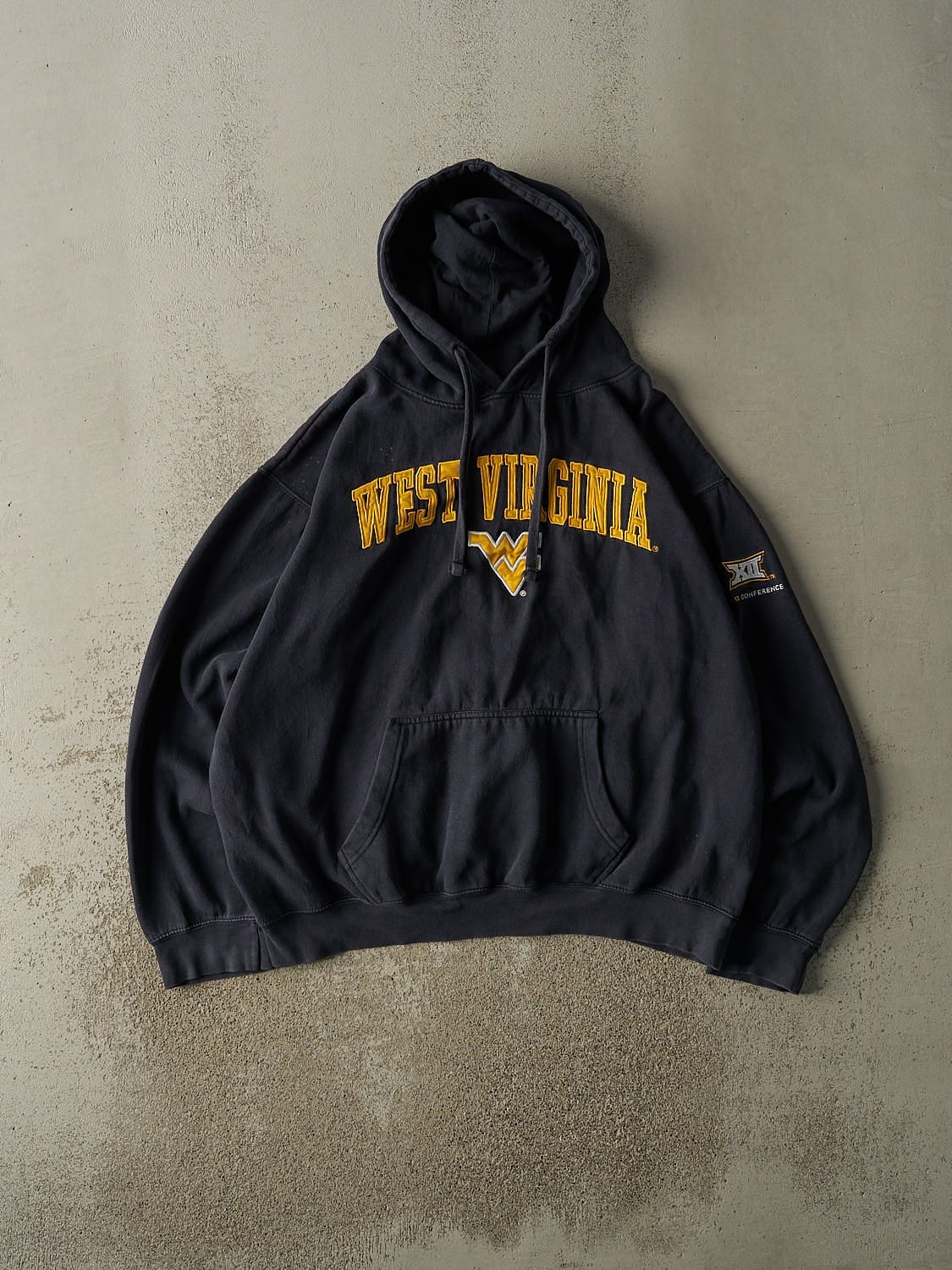 Vintage Y2K Navy Blue West Virginia University Embroidered Hoodie (XL)