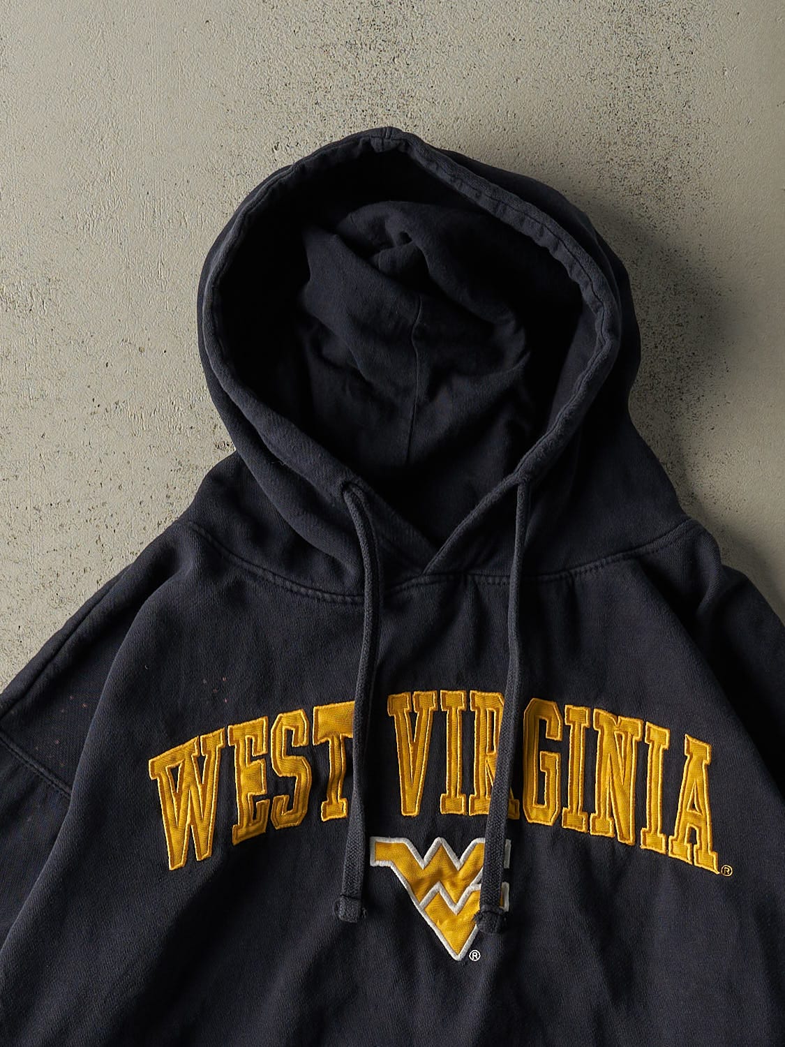 Vintage Y2K Navy Blue West Virginia University Embroidered Hoodie (XL)