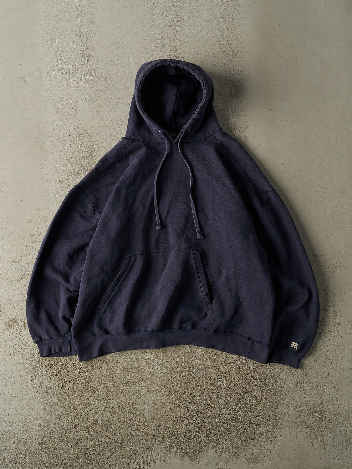 Vintage Y2K Navy Blue Russell Athletic Blank Hoodie (L/XL)