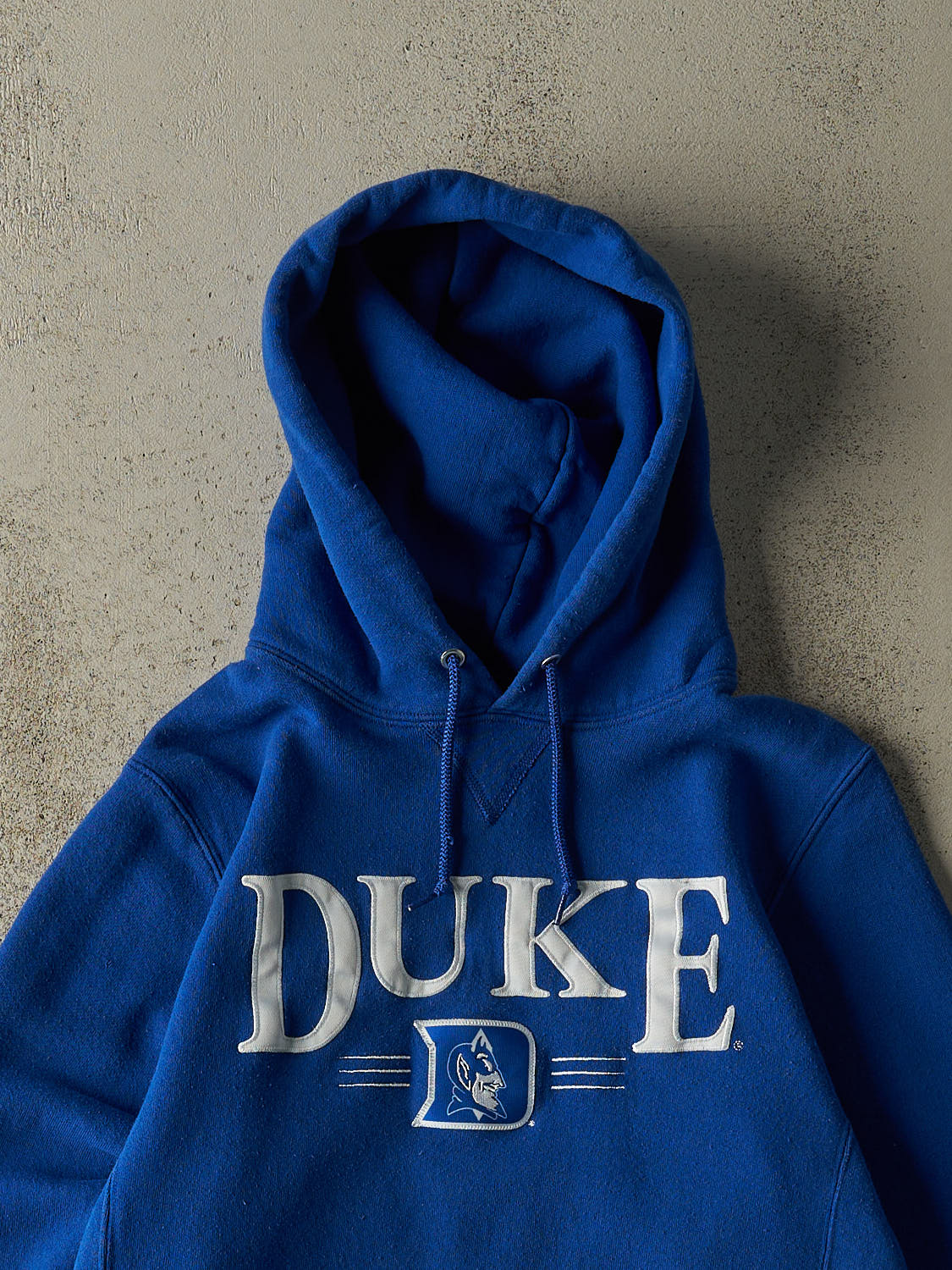 Vintage Y2K Blue Russell Athletic Duke University Embroidered Hoodie (XS/S)