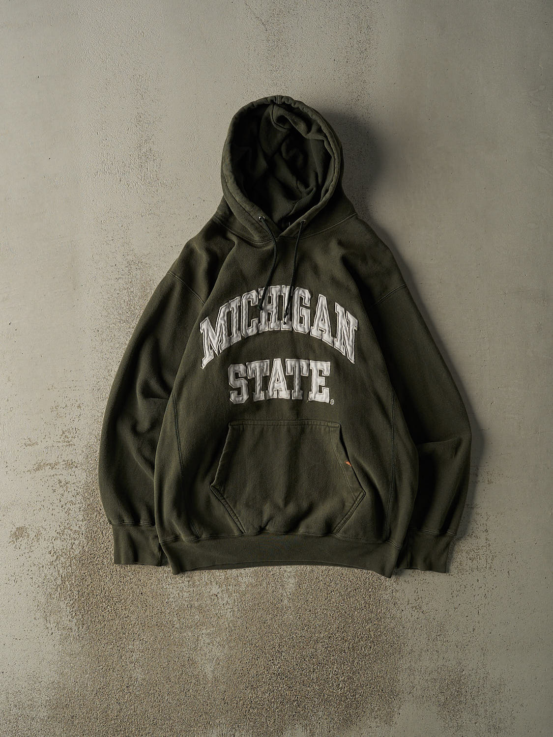 Vintage 90s Sun Faded Green Michigan State University Embroidered Hoodie (L/XL)