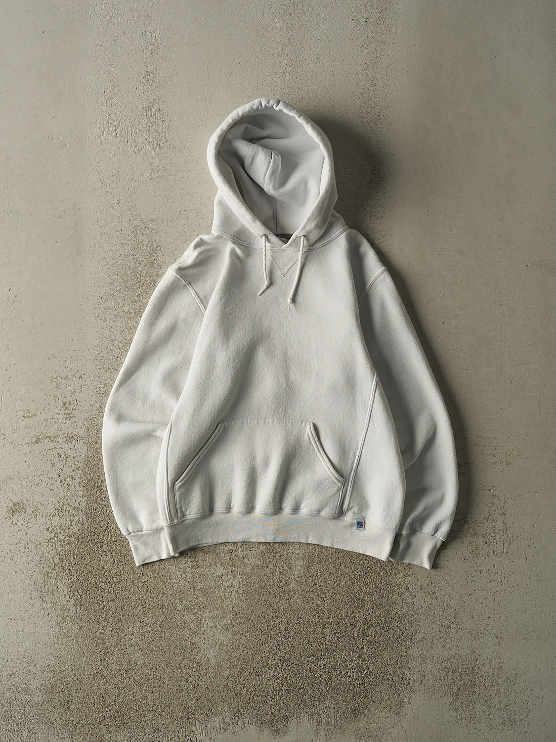 Vintage Y2K White Russell Athletic Blank Hoodie (S/M)