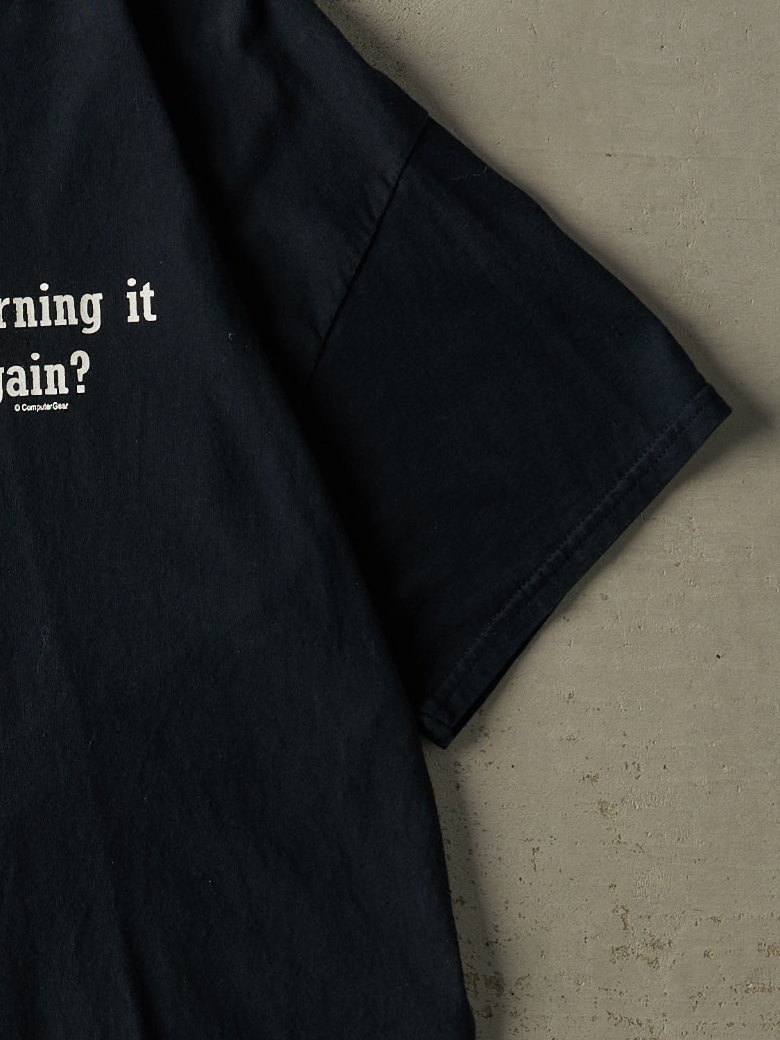 Vintage Y2K Black "Have You Tried Turning It Off" Slogan Tee (XL)