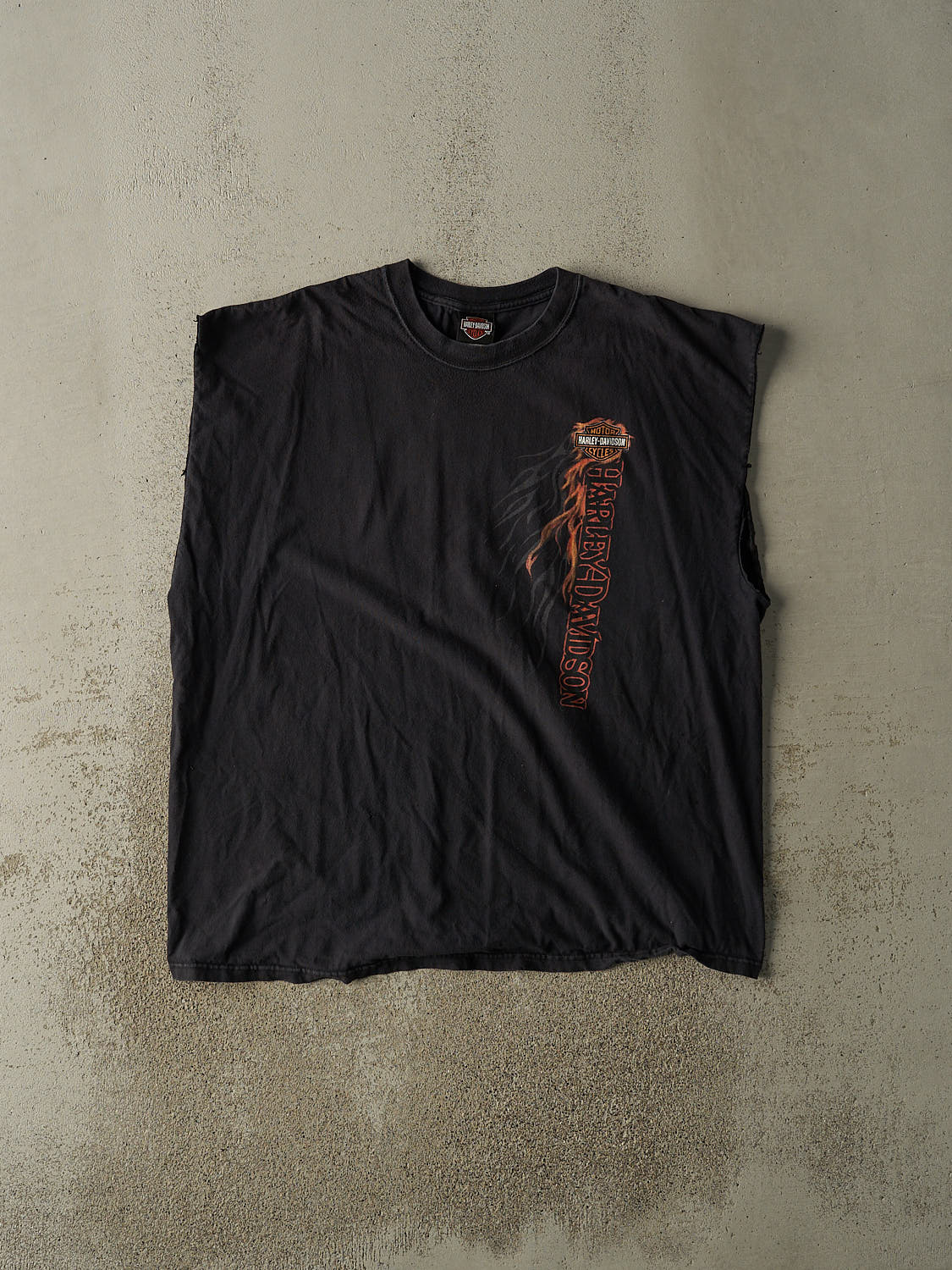 Vintage 08' Black Harley Davidson Hawkesbury Cut Off Tee (XXL)