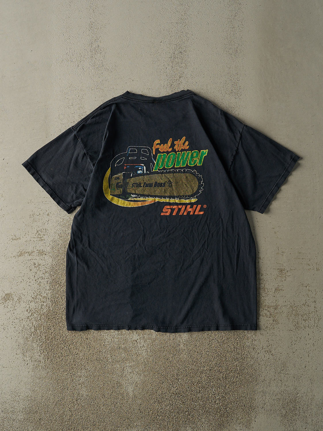 Vintage Y2K Navy Blue Stihl Logo Tee (XL)