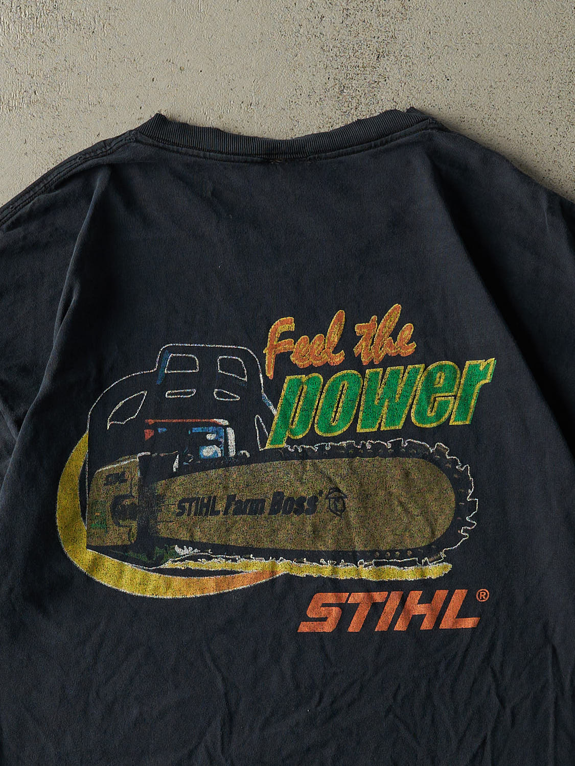 Vintage Y2K Navy Blue Stihl Logo Tee (XL)