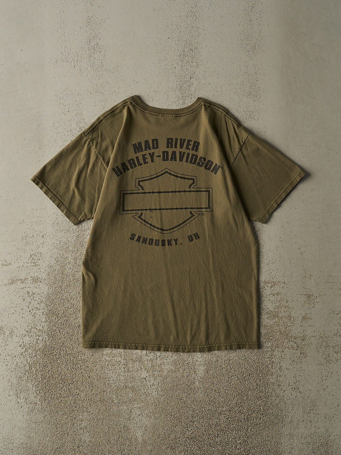 Vintage Y2K Green Harley Davidson Sandusky Ohio Tee (M/L)