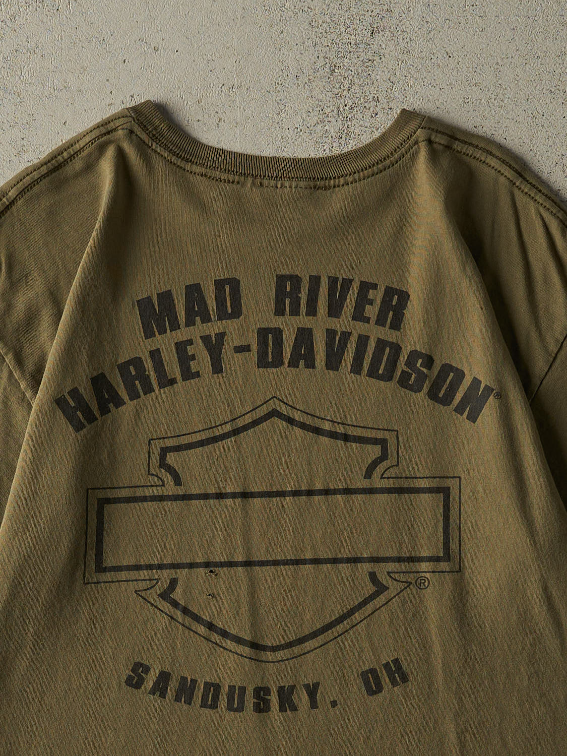 Vintage Y2K Green Harley Davidson Sandusky Ohio Tee (M/L)