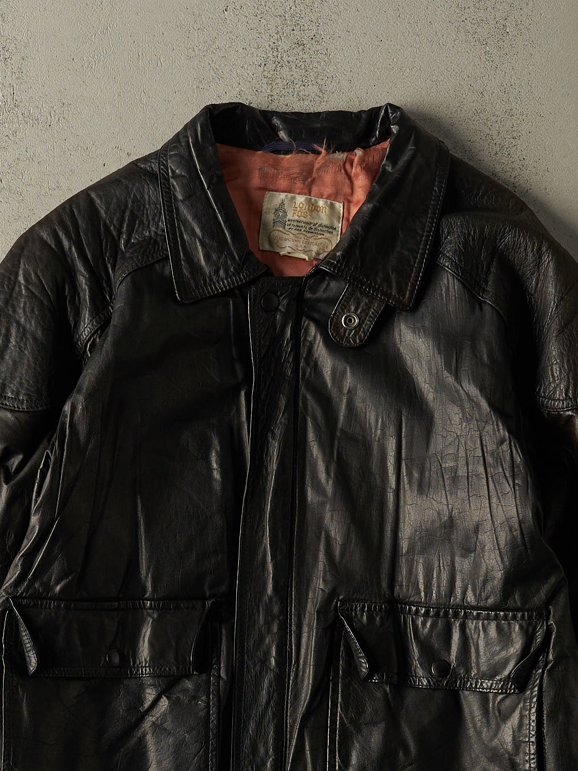 Vintage 80s Black London Fog Leather Bomber Jacket (M/L)