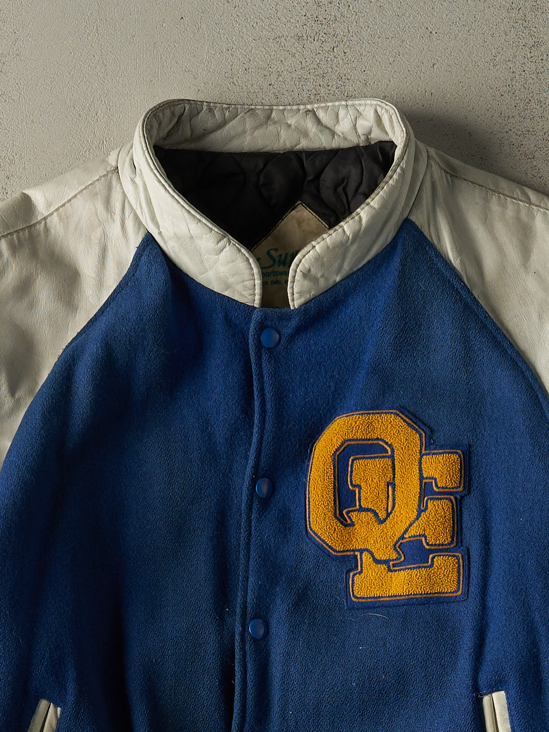 Vintage 94' Blue & White Embroidered Varsity Jacket (L/XL)