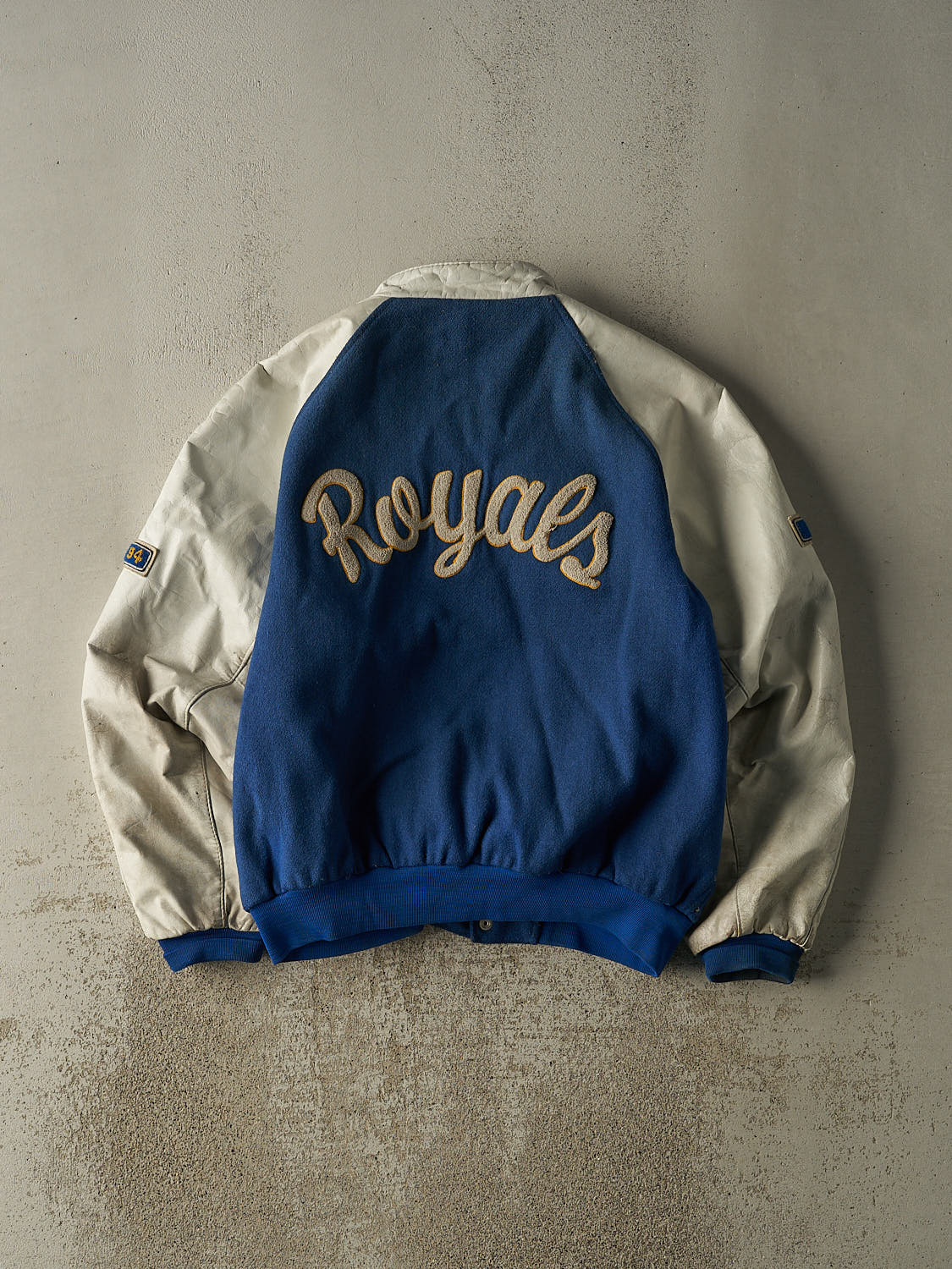 Vintage 94' Blue & White Embroidered Varsity Jacket (L/XL)