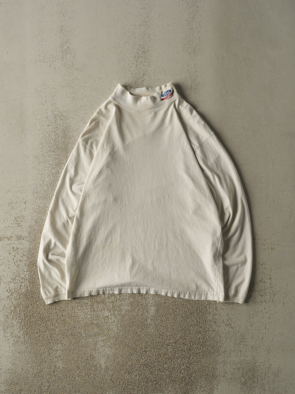 Vintage 90s White Ford Racing Embroidered Mock Neck Long Sleeve (M/L)