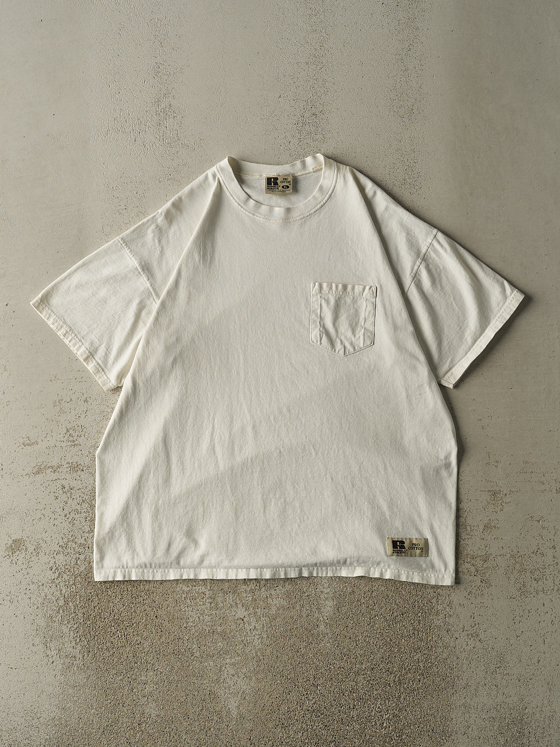 Vintage 90s White Russell Athletic Blank Pocket Tee (XL)
