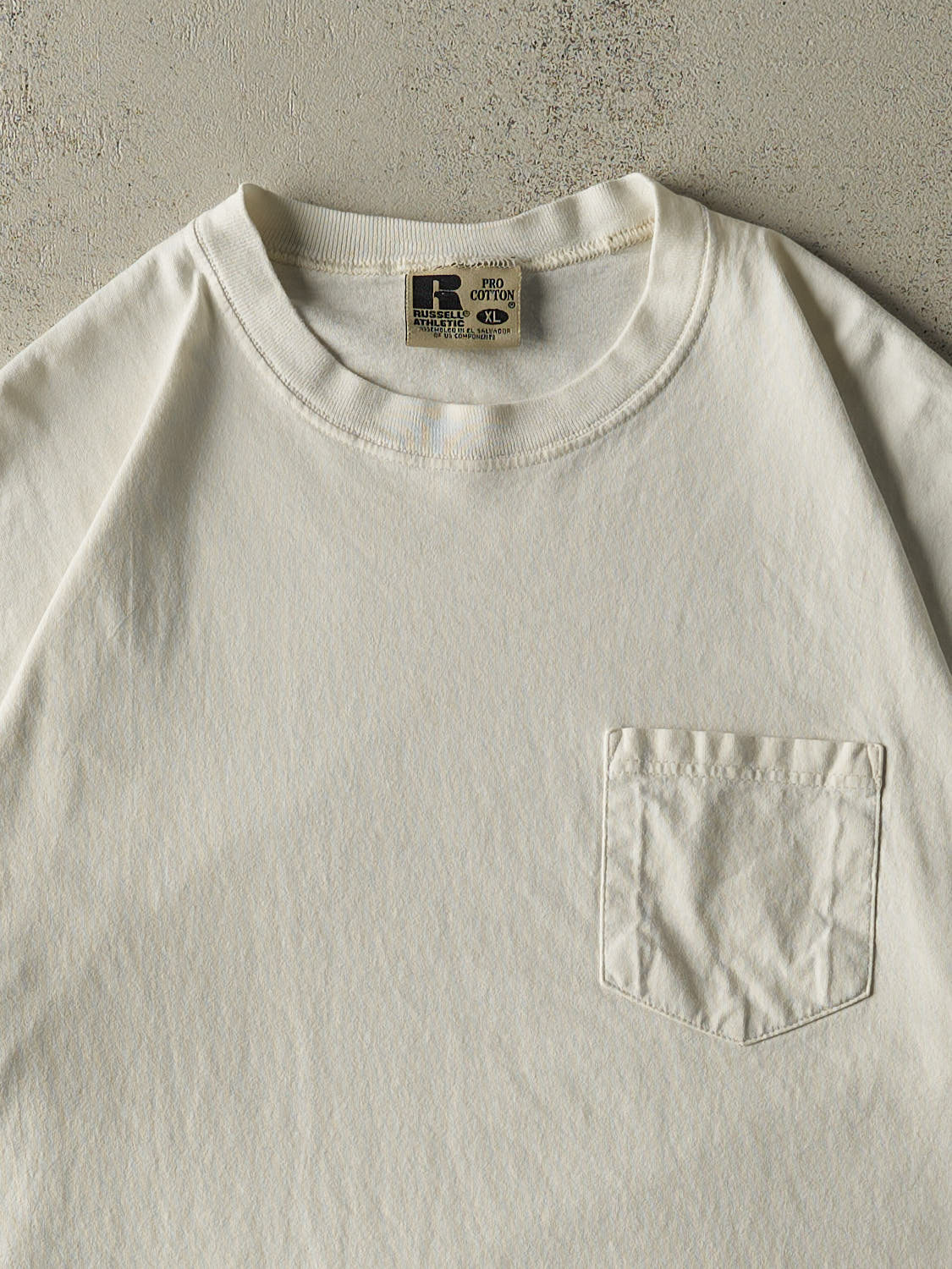 Vintage 90s White Russell Athletic Blank Pocket Tee (XL)