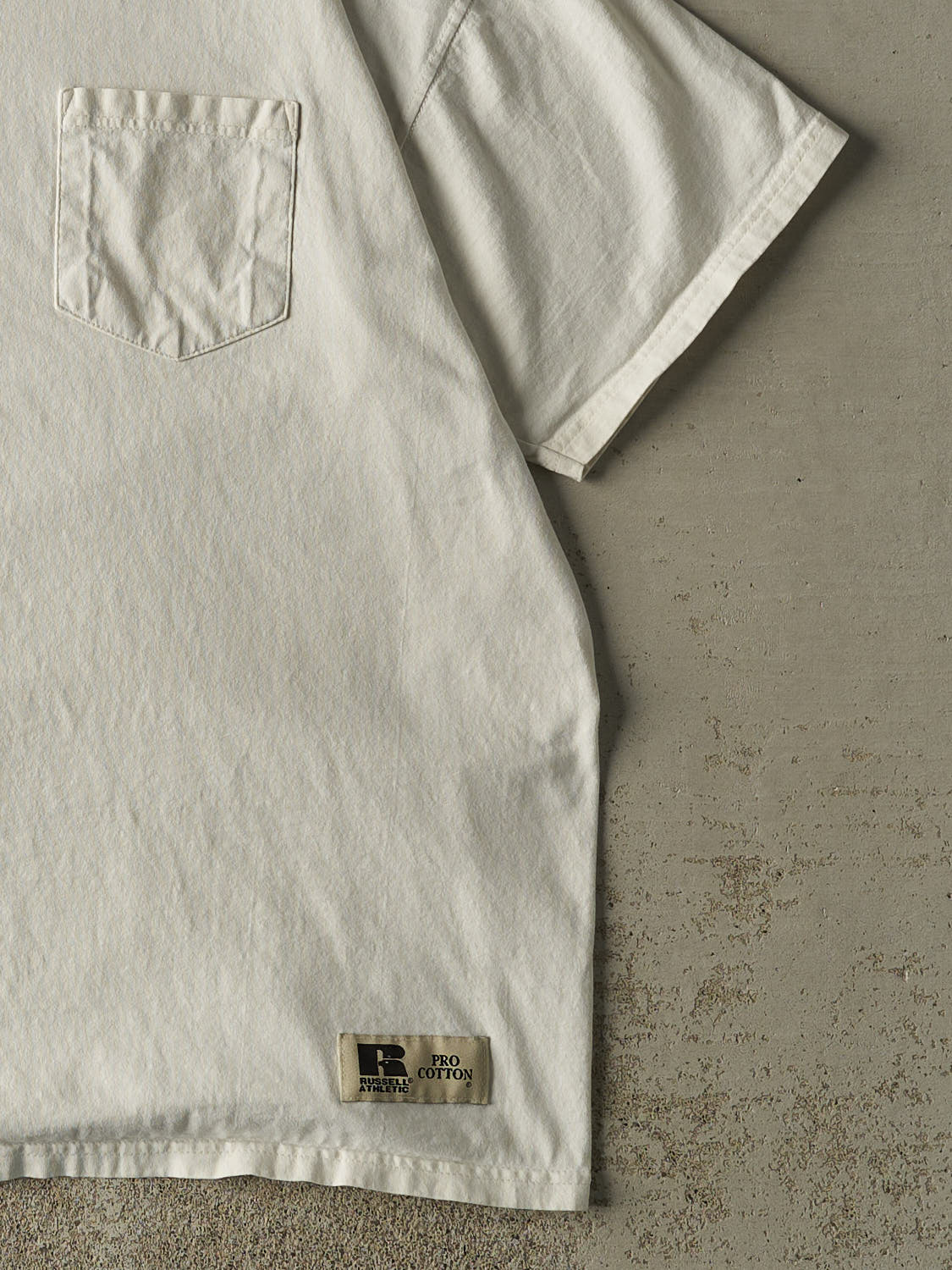 Vintage 90s White Russell Athletic Blank Pocket Tee (XL)