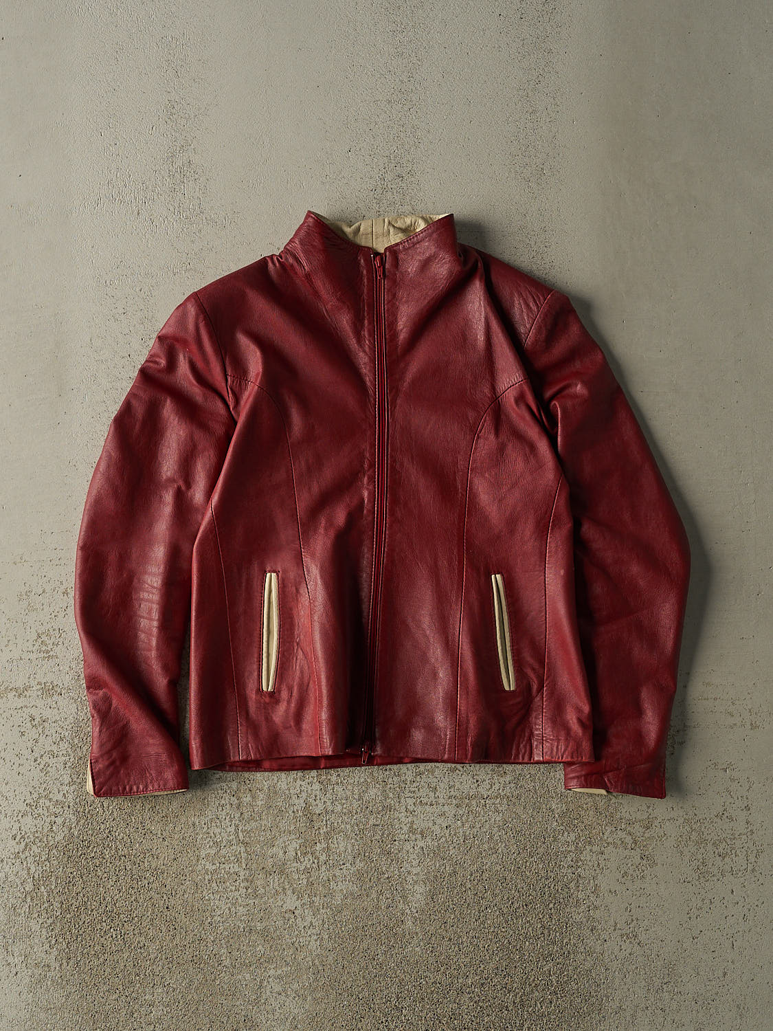 Vintage 90s Burgundy Leather Jacket (S)