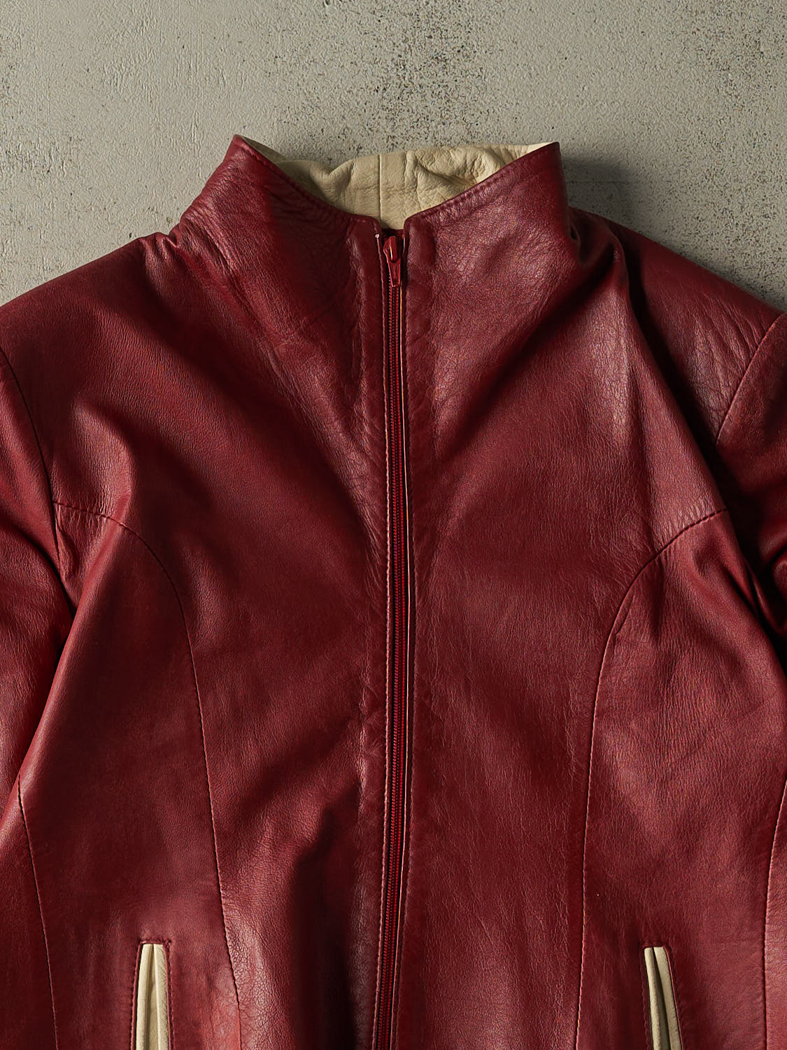 Vintage 90s Burgundy Leather Jacket (S)