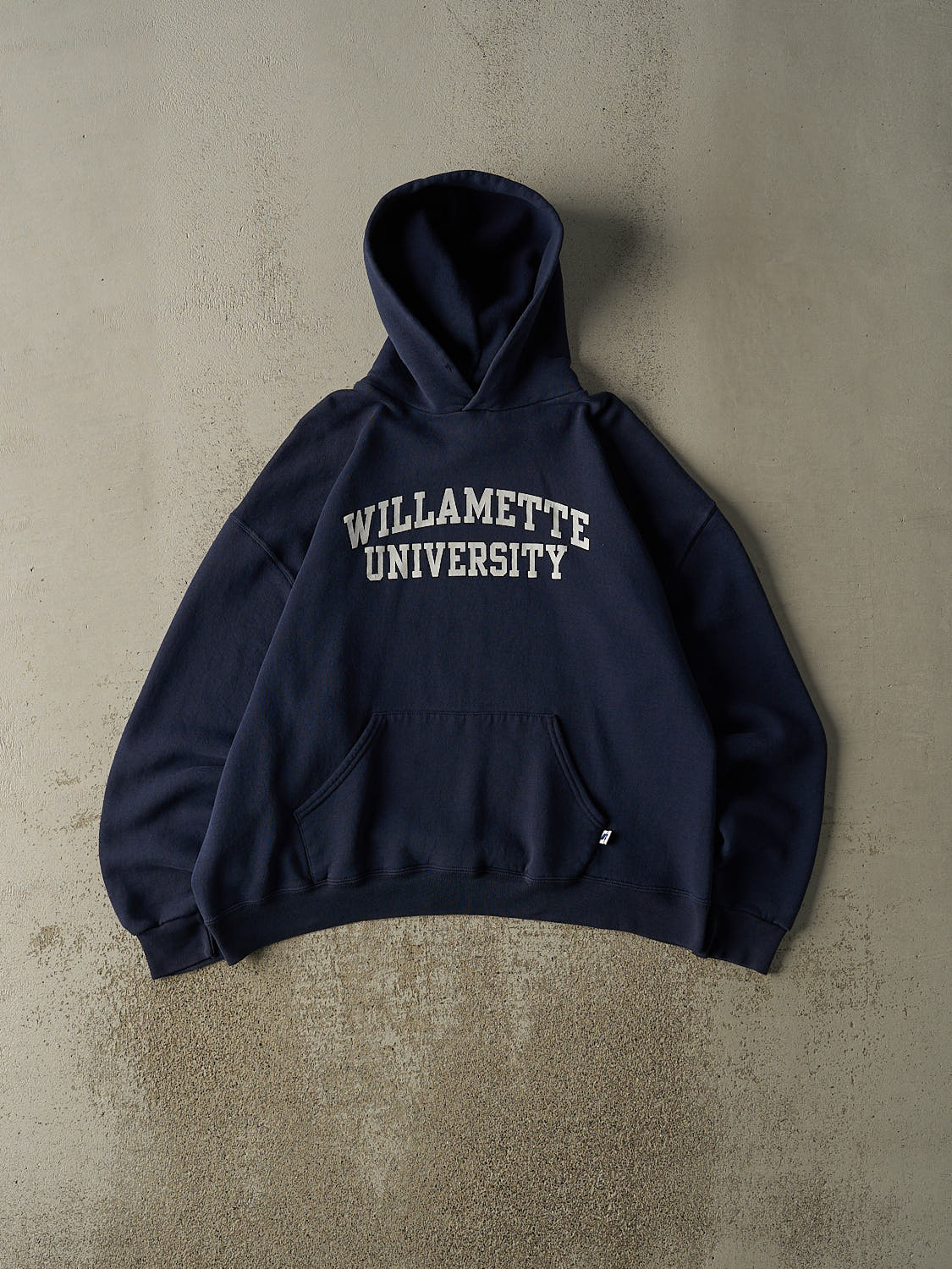 Vintage Y2K Navy Blue Russell Athletic Willamette University Hoodie (L/XL)