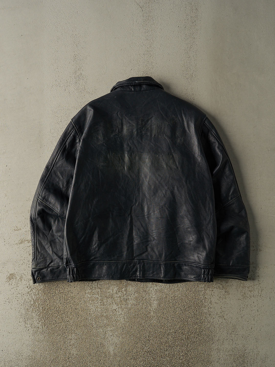 Vintage 90s Navy Blue Leather Jacket (L/XL)