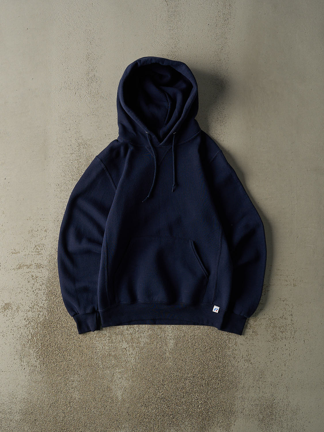Vintage Y2K Navy Blue Russell Athletic Blank Hoodie (S)