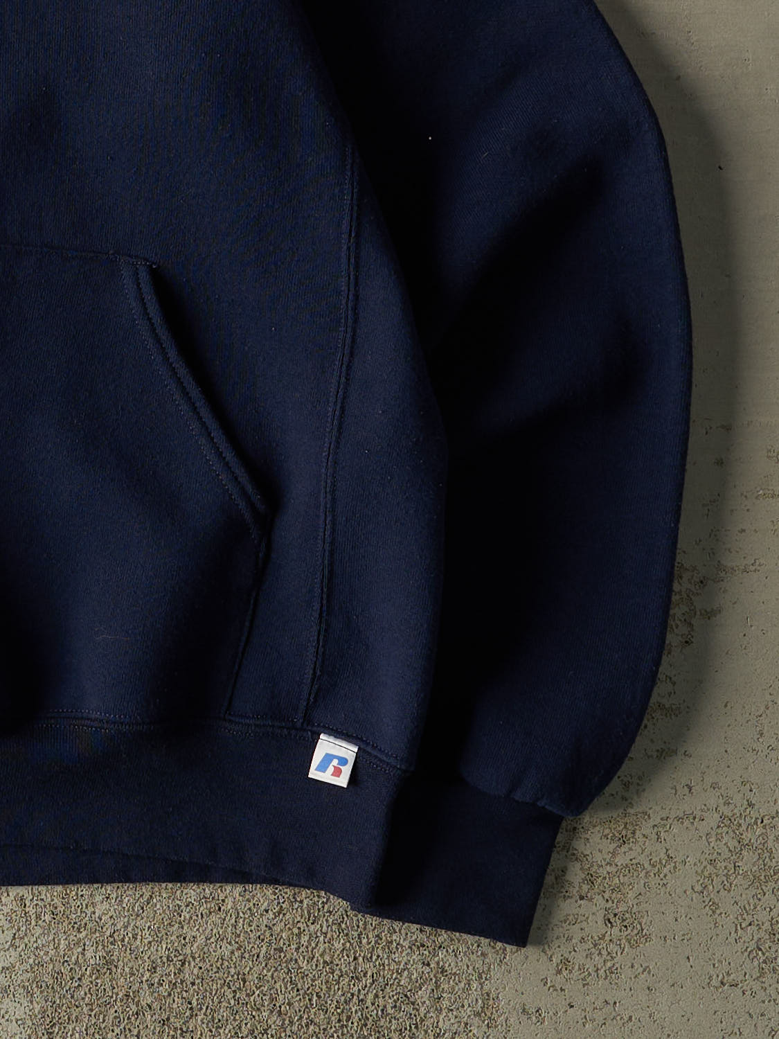 Vintage Y2K Navy Blue Russell Athletic Blank Hoodie (S)