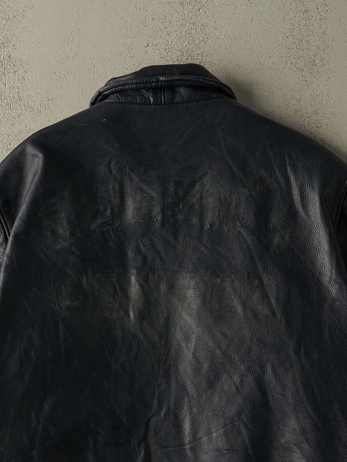 Vintage 90s Navy Blue Leather Jacket (L/XL)