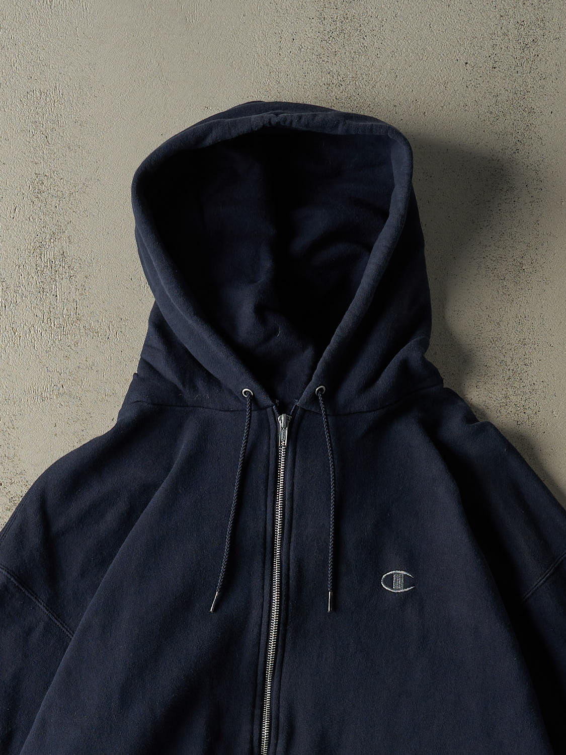 Vintage Y2K Navy Blue Champion Embroidered Zip Up Hoodie (XL/XXL)