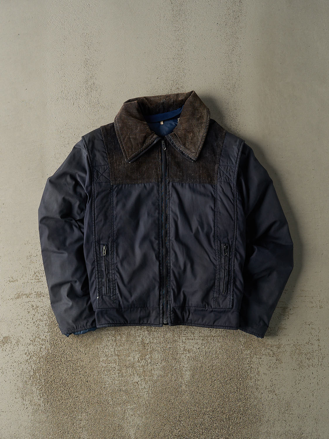 Vintage 80s Navy Blue Puffer Heavyweight Work Jacket (S/M)