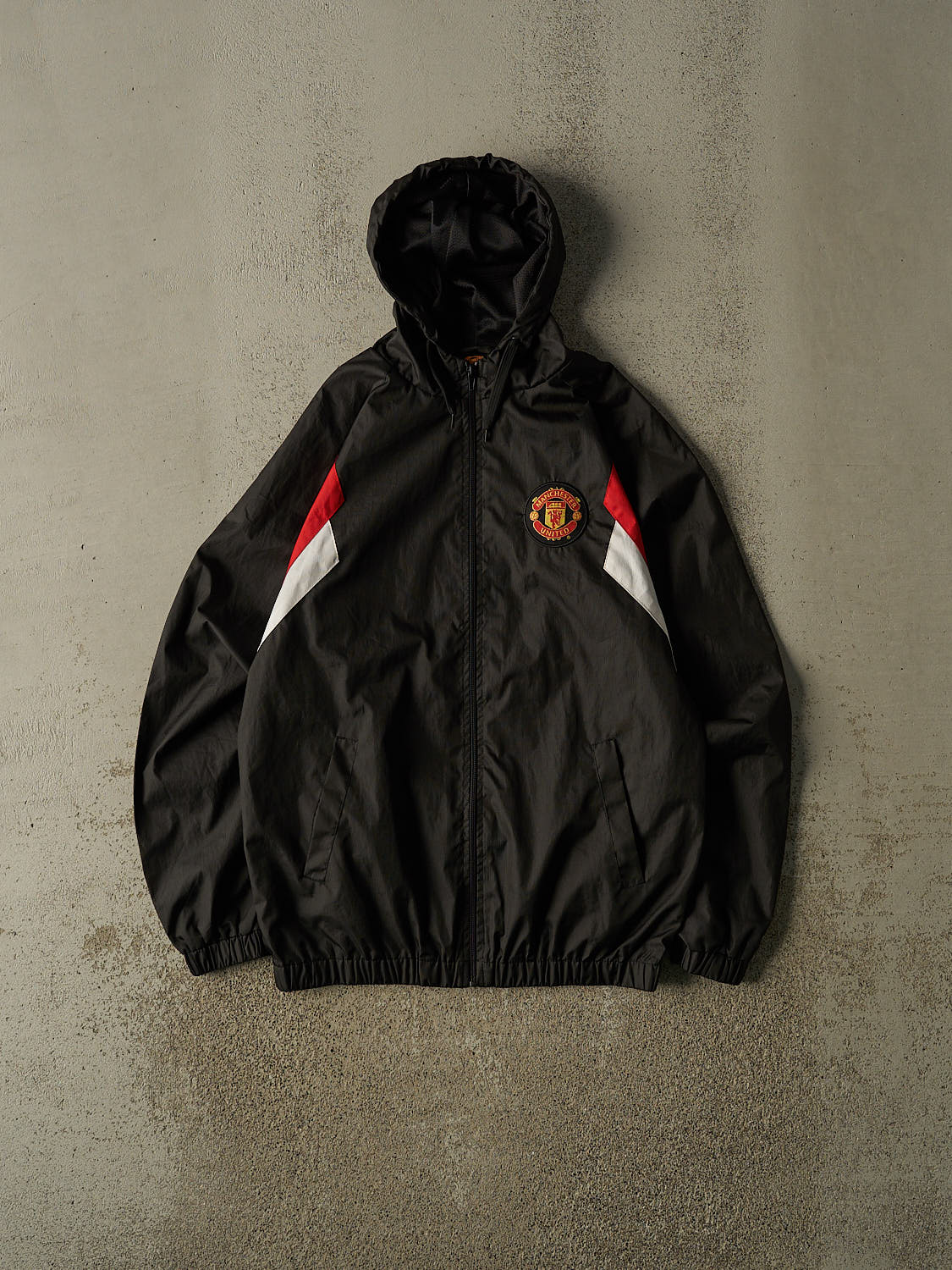 Vintage Y2K Black Manchester United Zip Up Windbreaker Jacket (M)