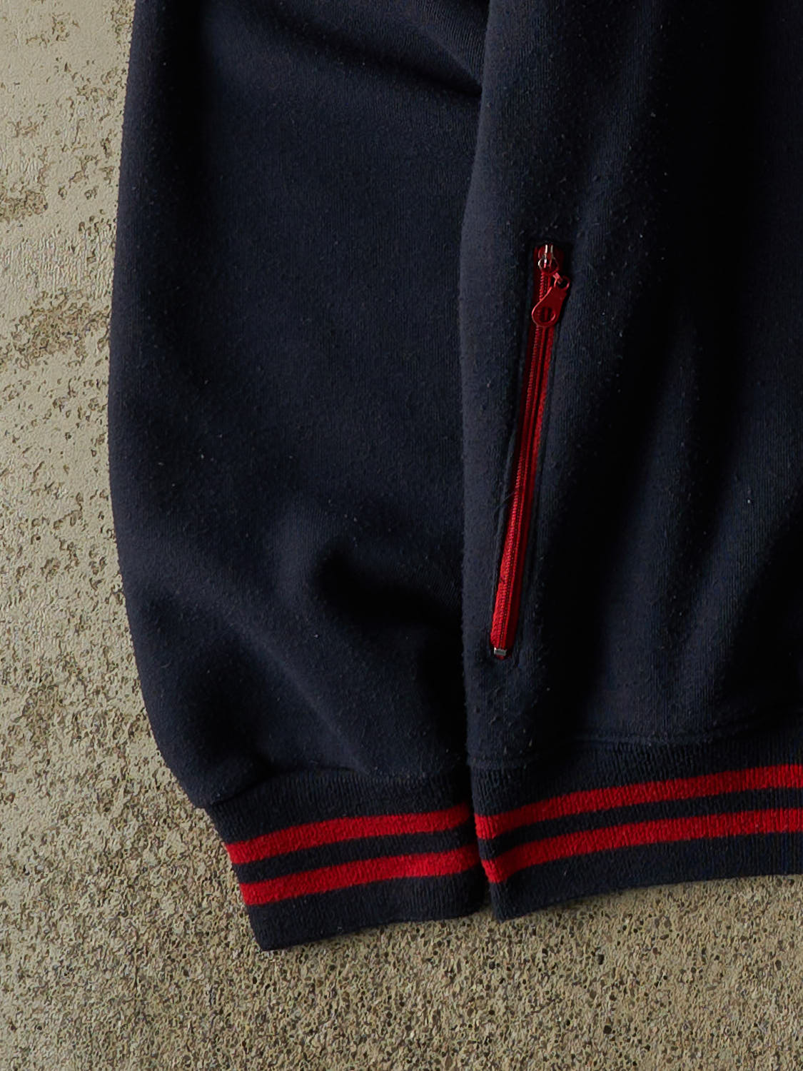 Vintage Y2K Navy Blue Italia Embroidered Zip Up Track Sweater (XS/S)