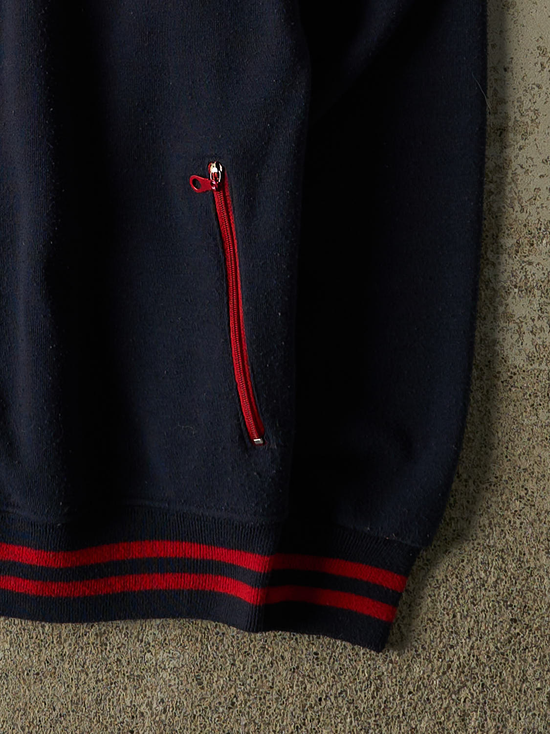 Vintage Y2K Navy Blue Italia Embroidered Zip Up Track Sweater (XS/S)