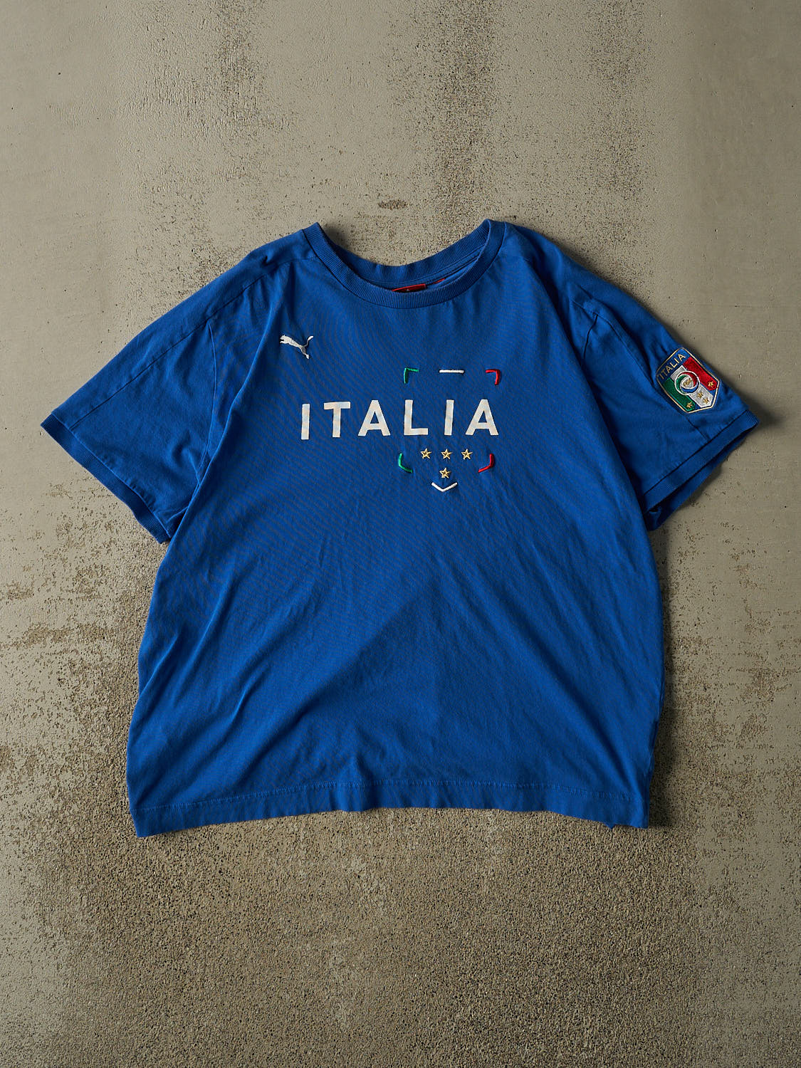 Vintage Y2K Blue Italia Puma Tee (L/XL)