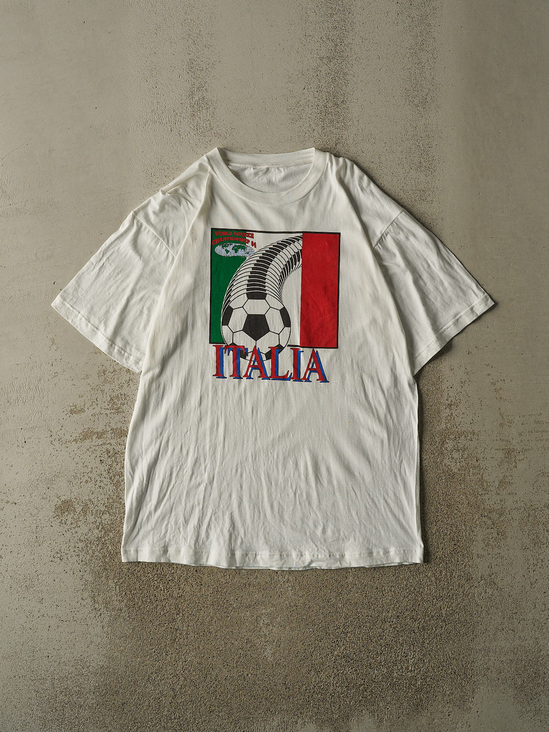 Vintage 94' White Italia World Soccer Championship Tee (XL)