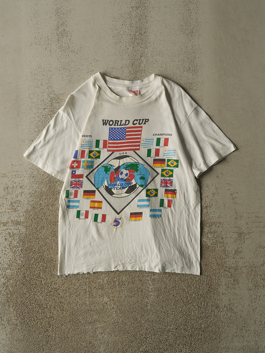 Vintage 90s White World Cup Soccer Tee (S/M)