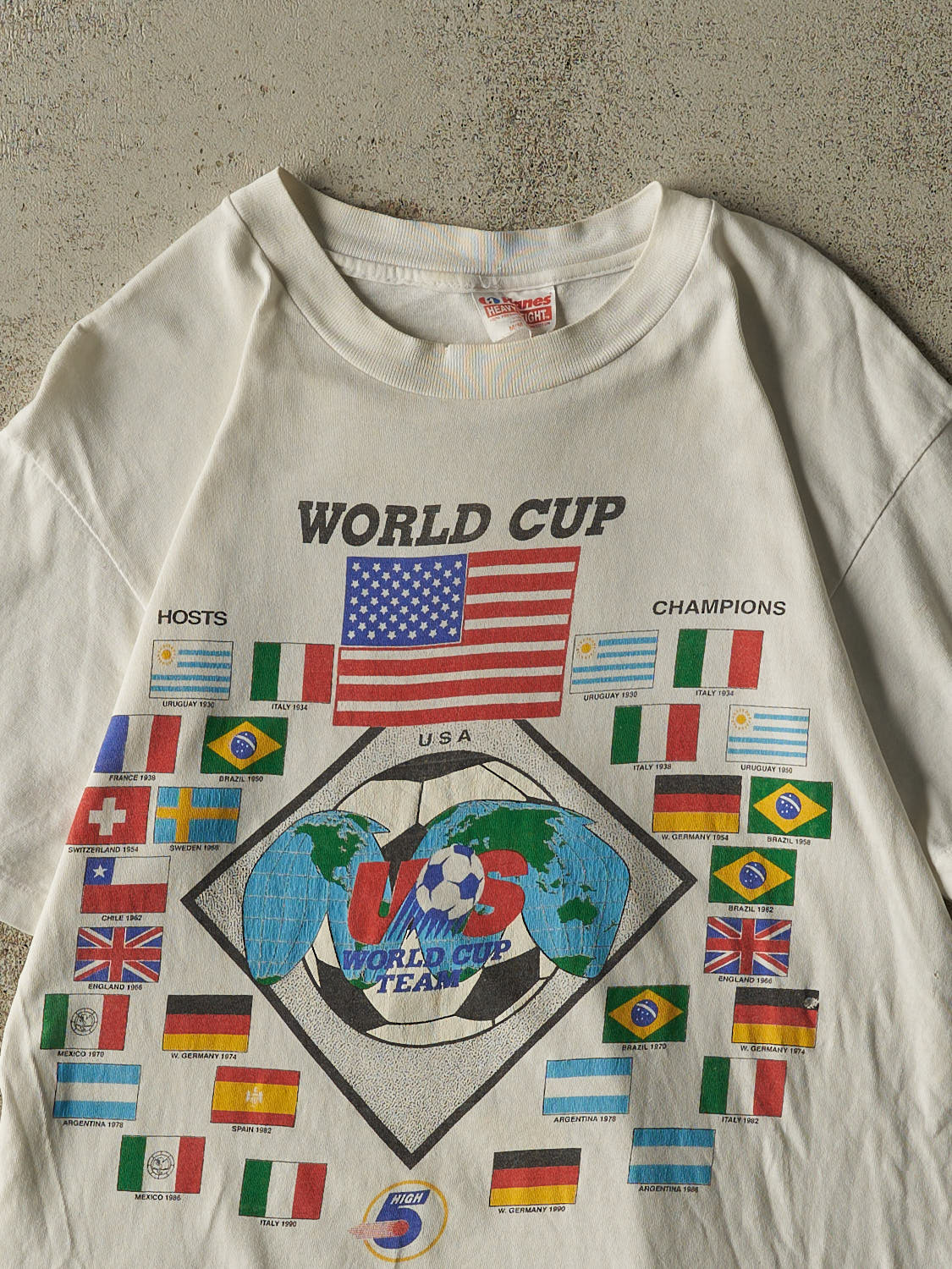 Vintage 90s White World Cup Soccer Tee (S/M)