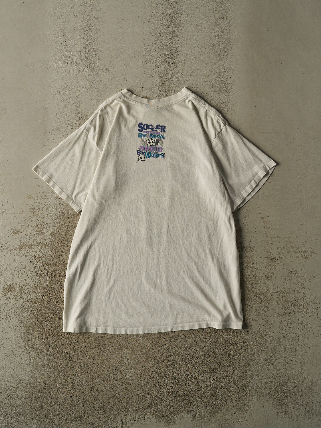 Vintage 95' Beige Soccer Slogan Single Stitch Tee (XL)
