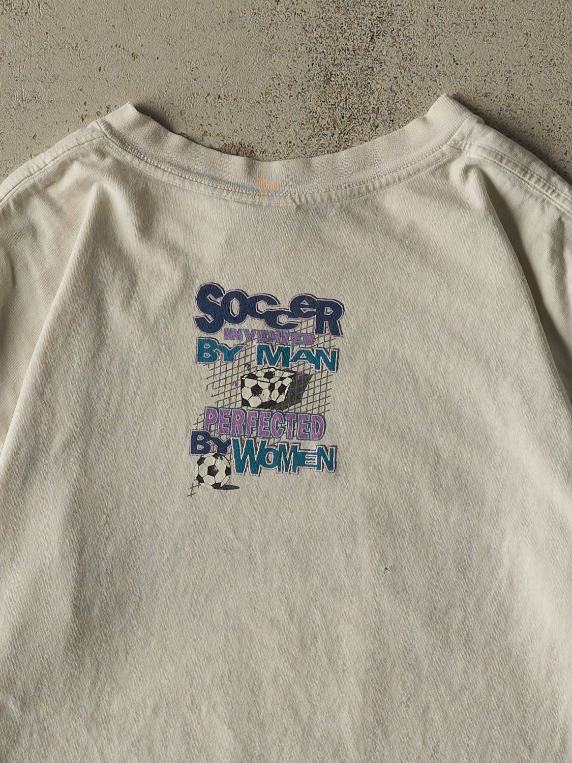Vintage 95' Beige Soccer Slogan Single Stitch Tee (XL)